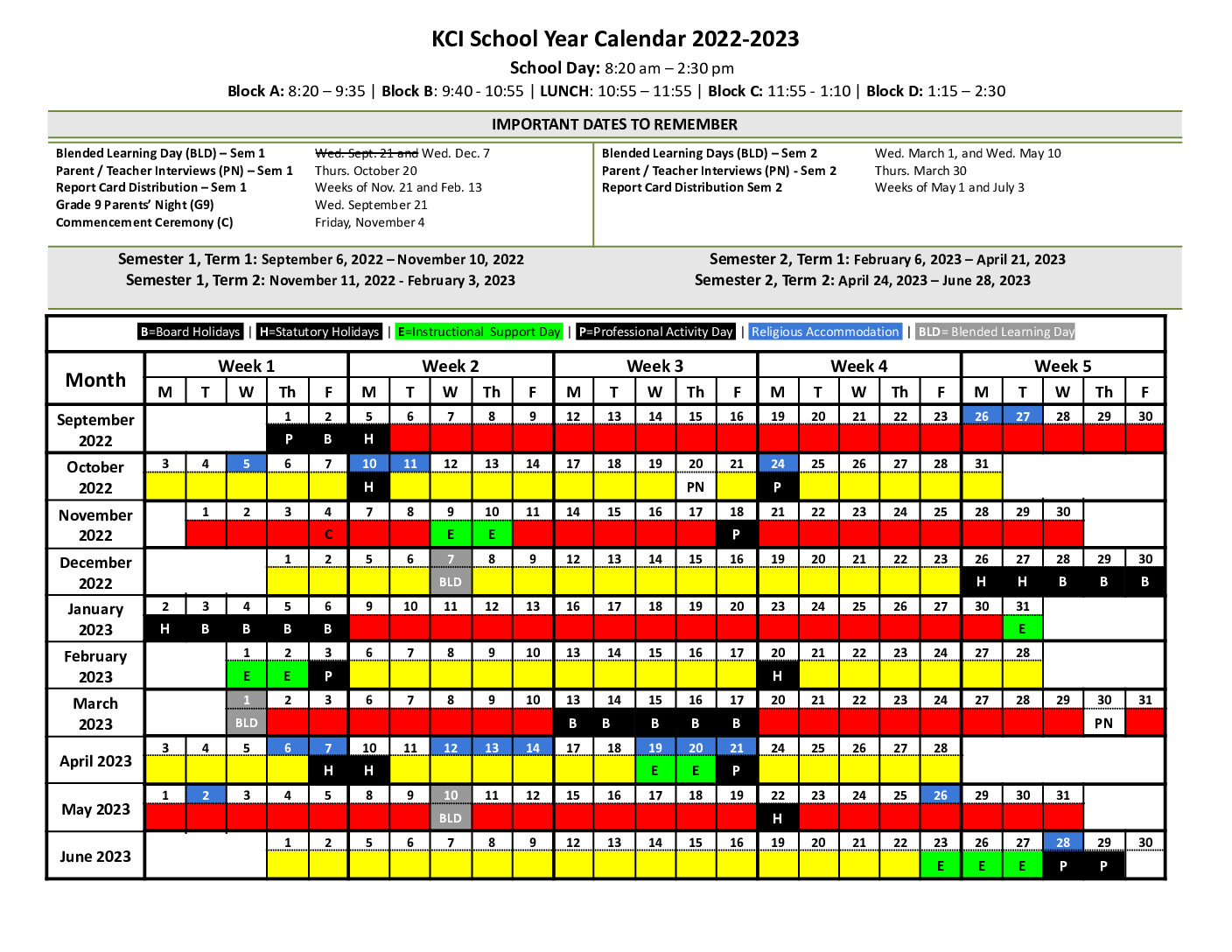 2022-23 School Year Calendar is now available (Kitchener-Waterloo